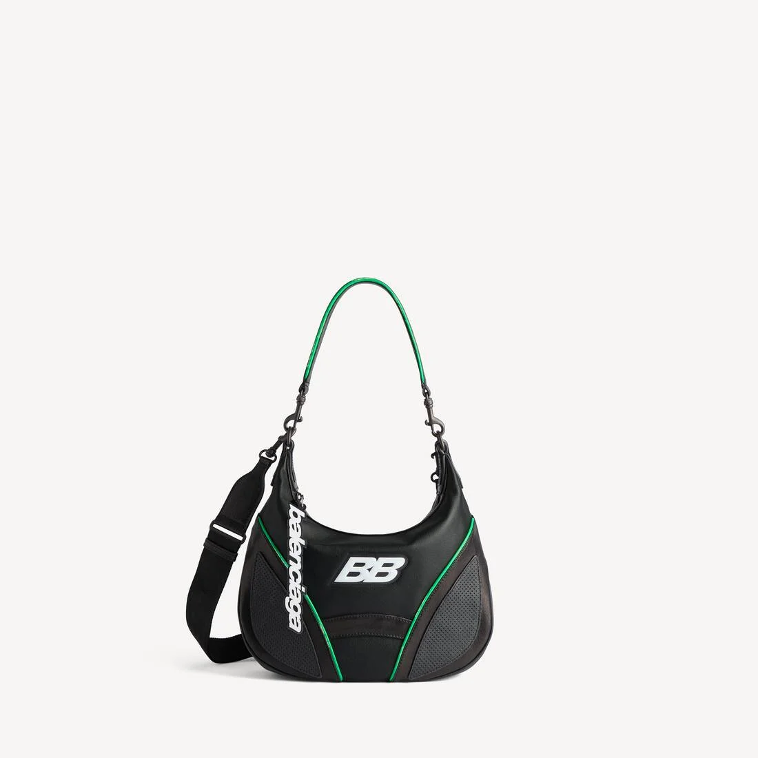 Men's Biker Hobo Messenger Bag Small in Black - 1