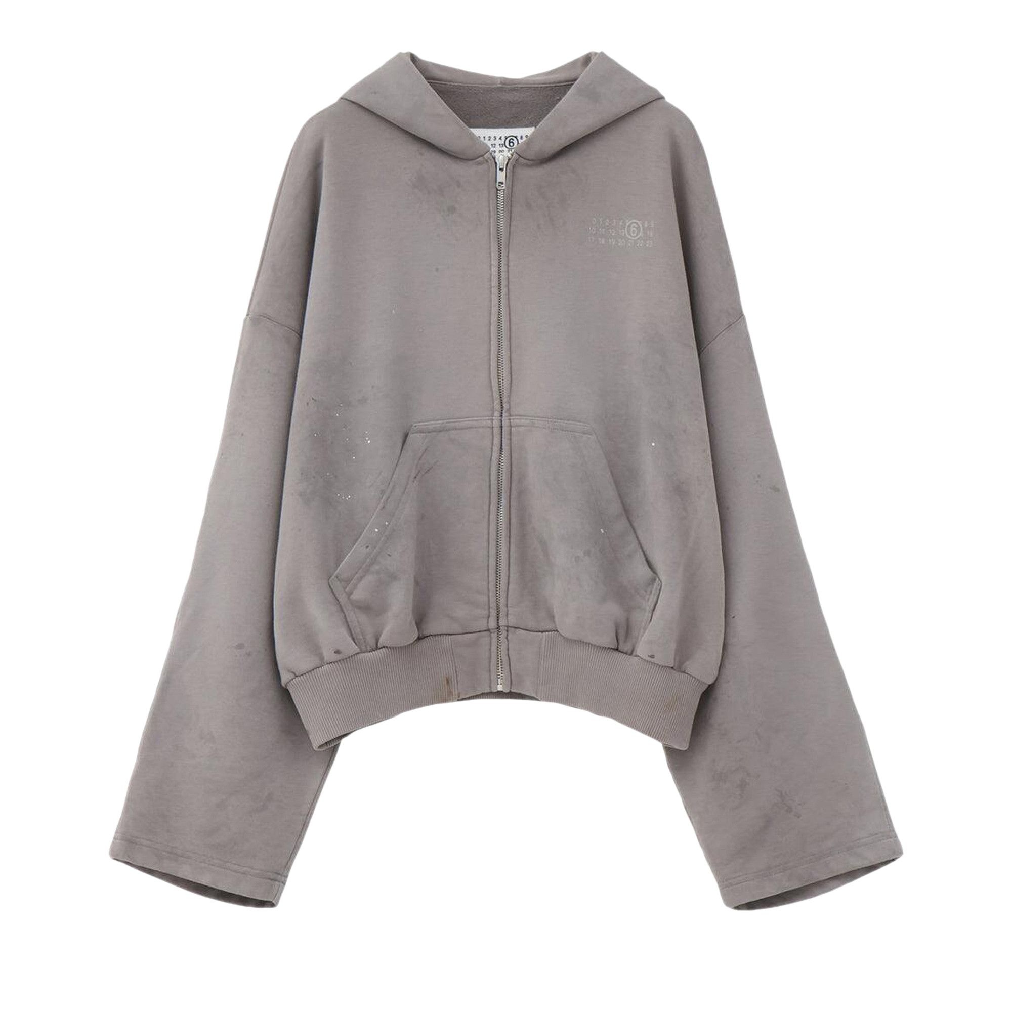 MM6 Maison Margiela Cropped Zip-Up Hoodie 'Taupe' - 1