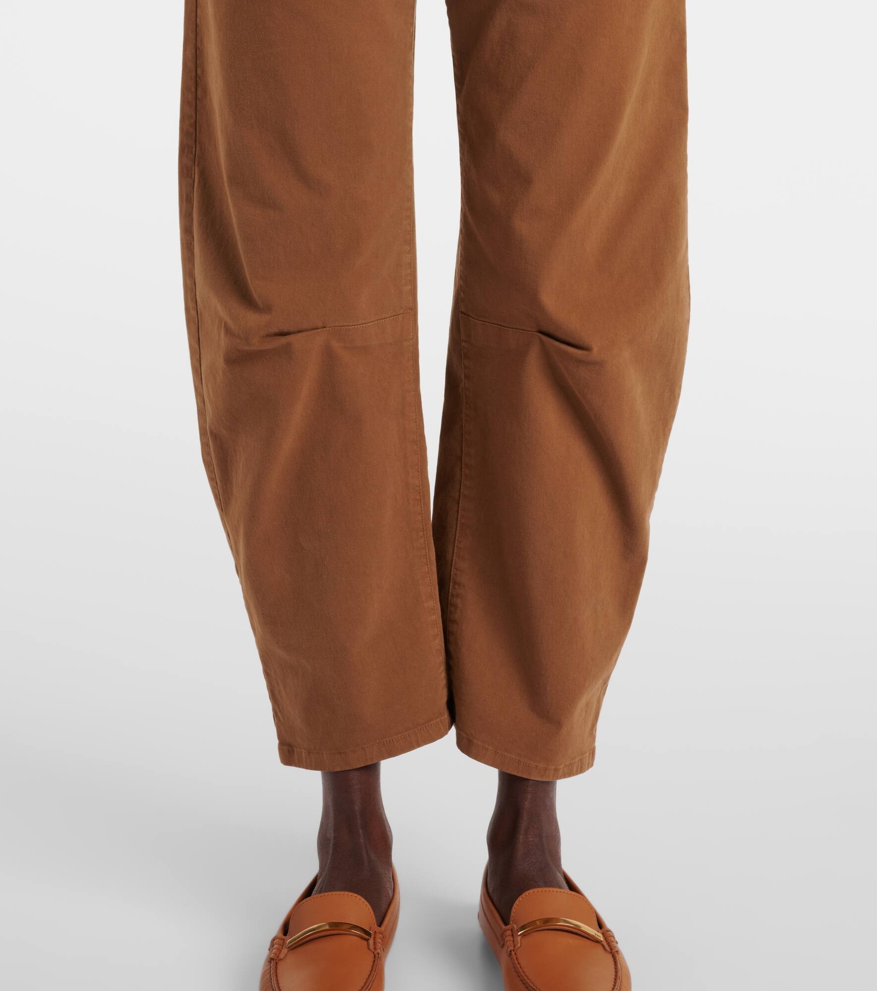 Emerson mid-rise cotton barrel-leg pants - 5