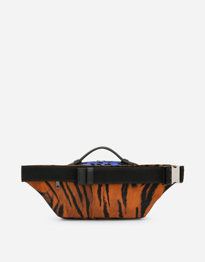 Tiger-print nylon belt bag 4