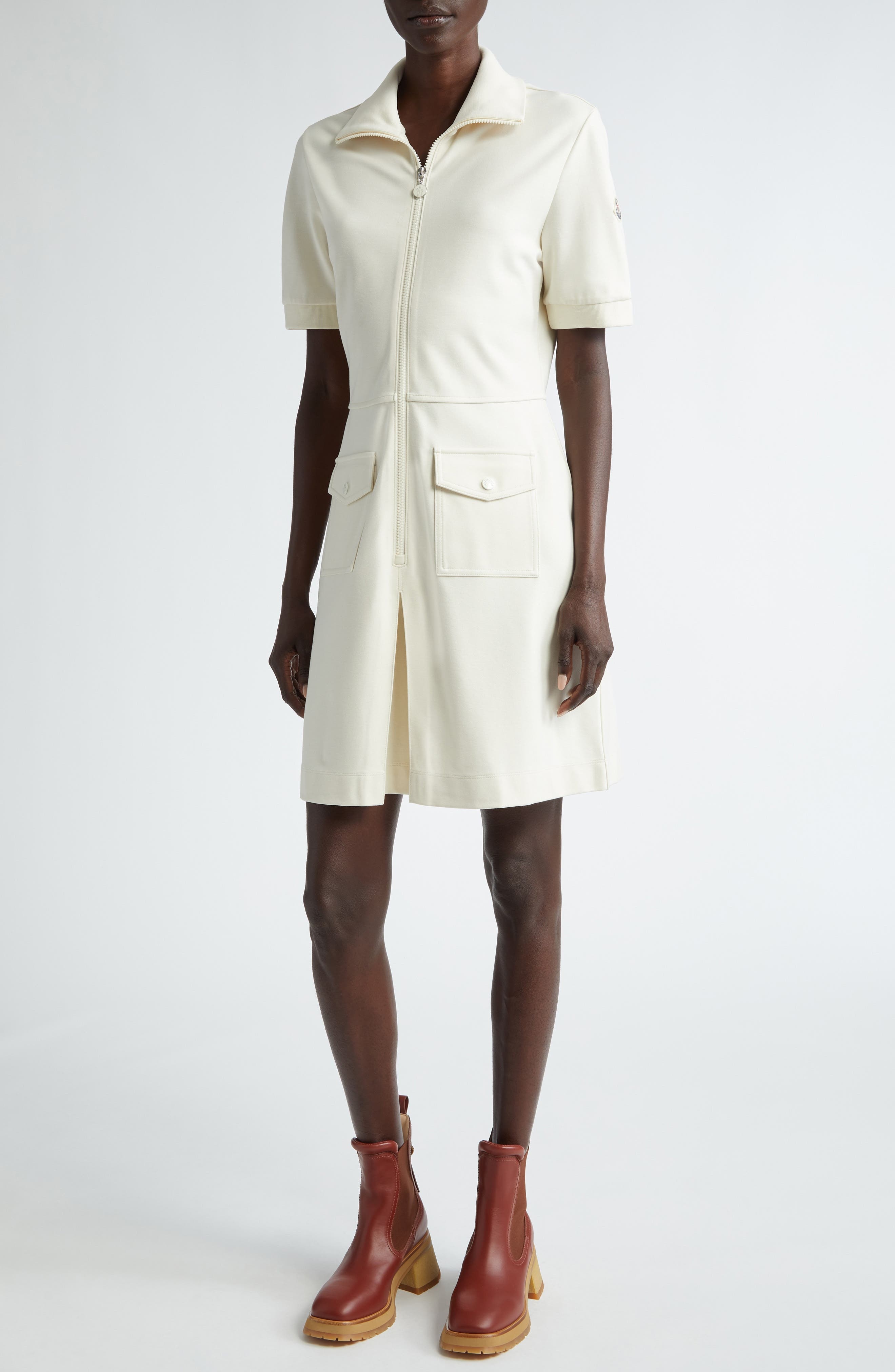 Zip Front Piqué Knit Polo Dress - 1