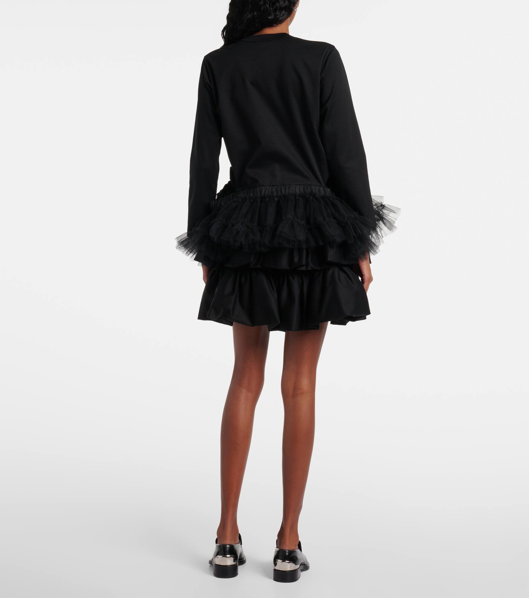 Tulle-trimmed cotton jersey top - 3