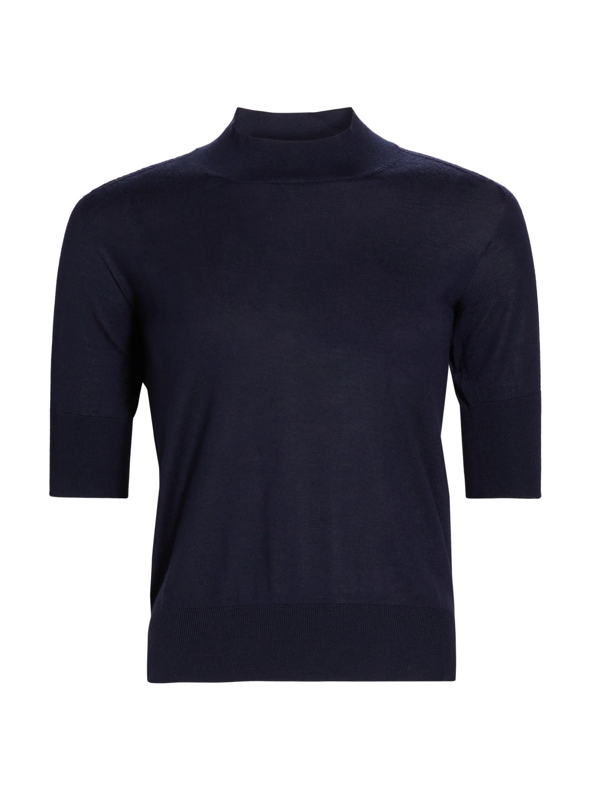 Women's Wool & Cashmere-Blend Rib-Knit Trim Sweater - Midnight - 1