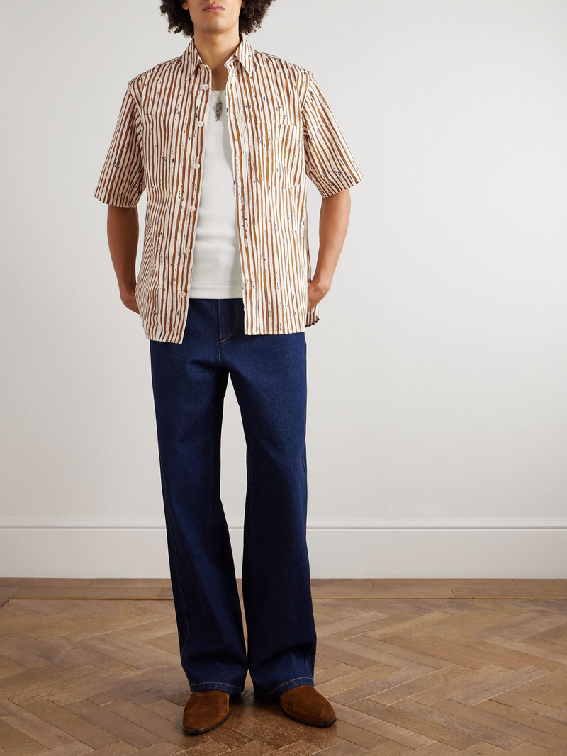 Isabel Marant Labilio Striped Cotton Shirt Brown outlook