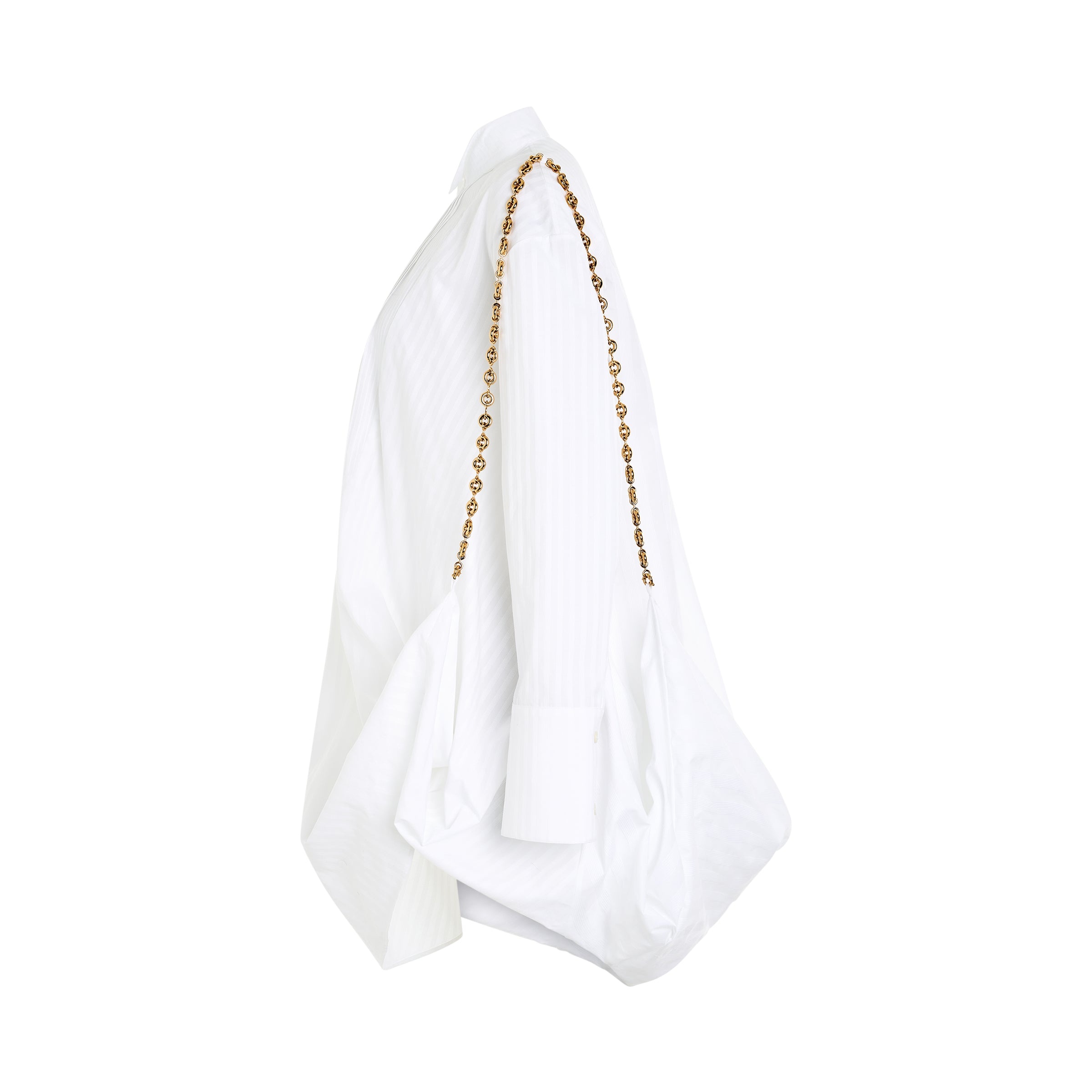 Chain Shirt Dress in Optic White - 3
