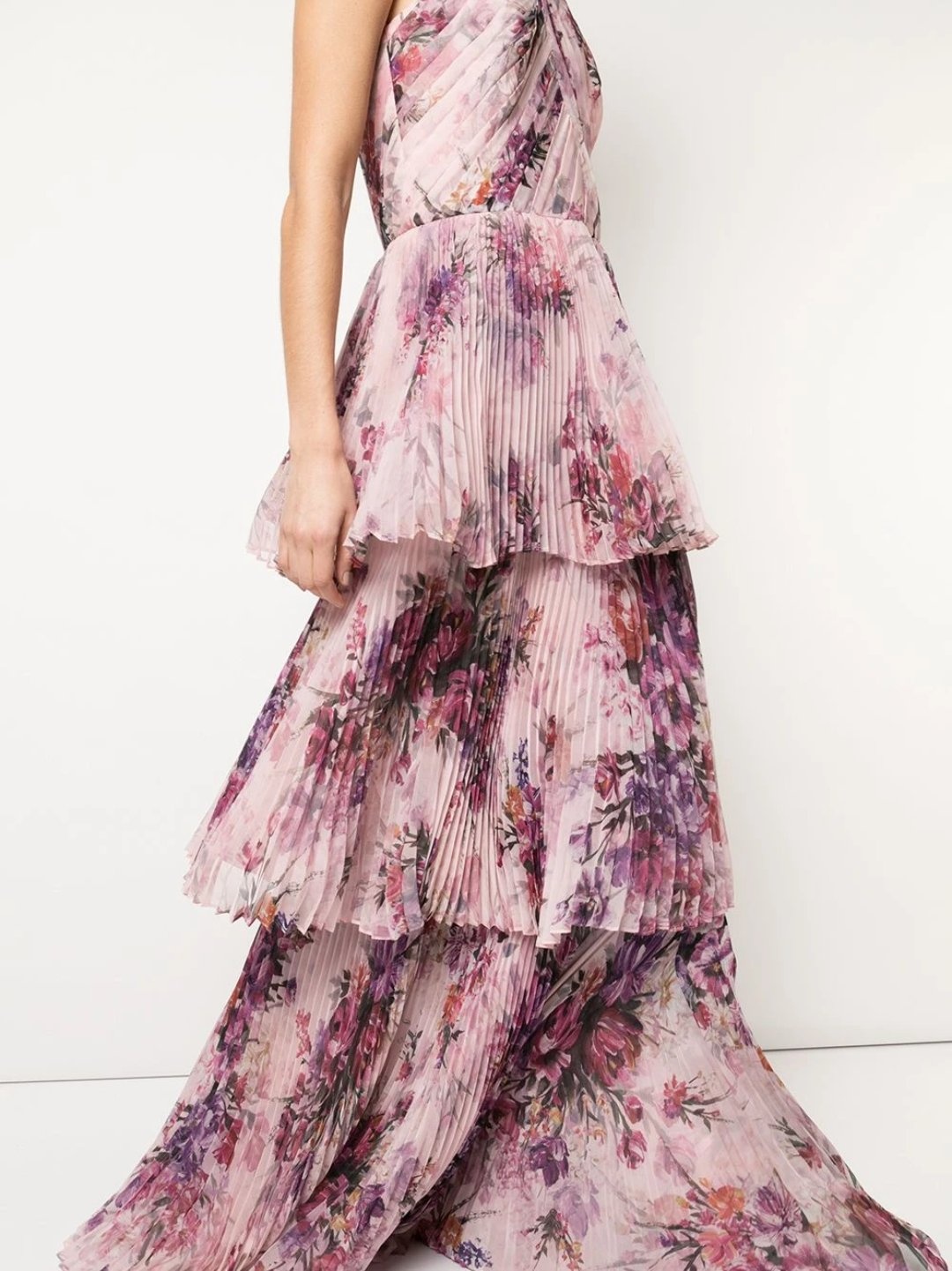 PLEATED CHIFFON TIERED HALTER GOWN - 4