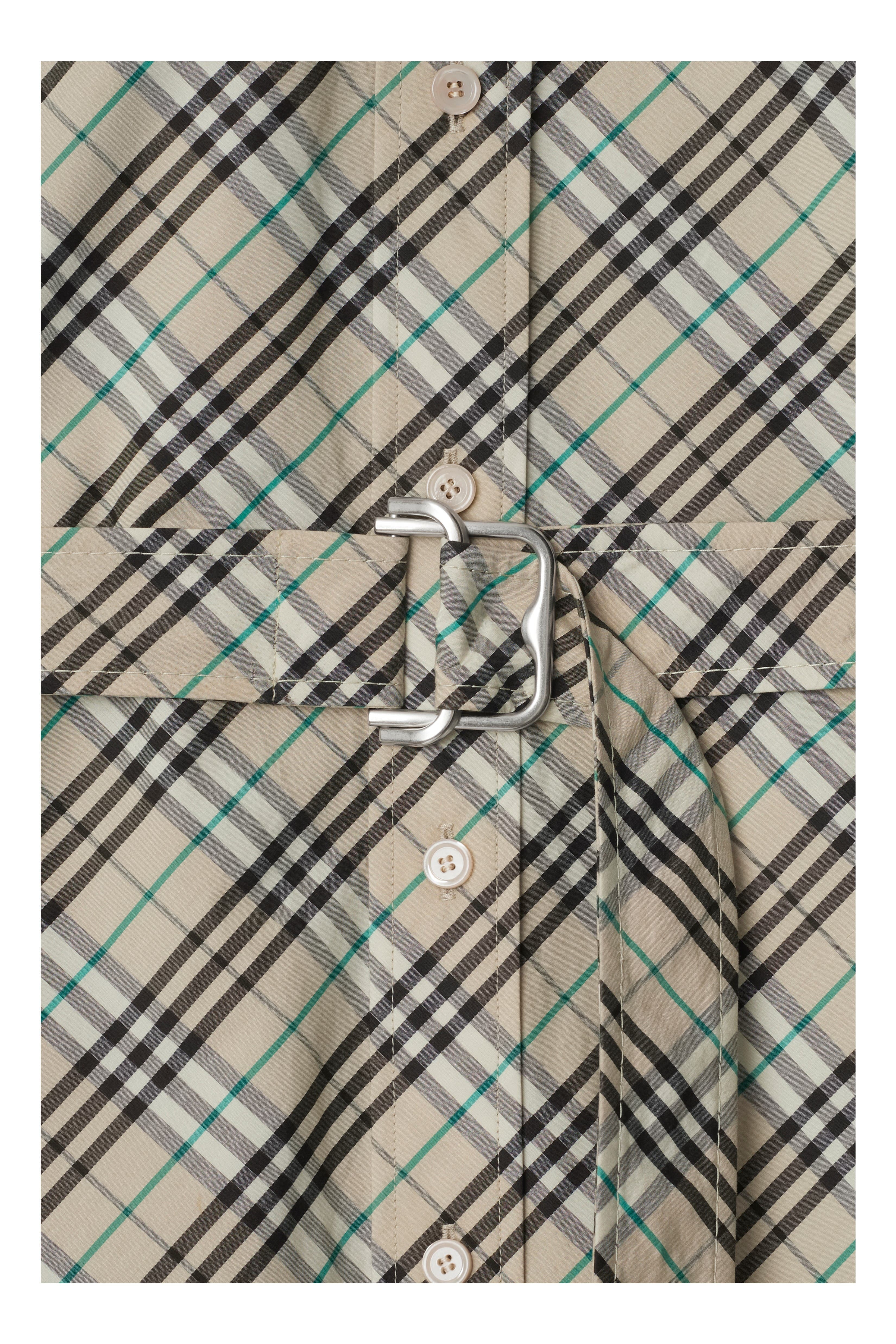 burberry Check Cotton Shirt Dress in Husk at Nordstrom - 5