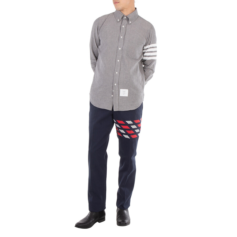 Thom Browne Men's Blue Cotton 4-Bar Chino Trouser - 6