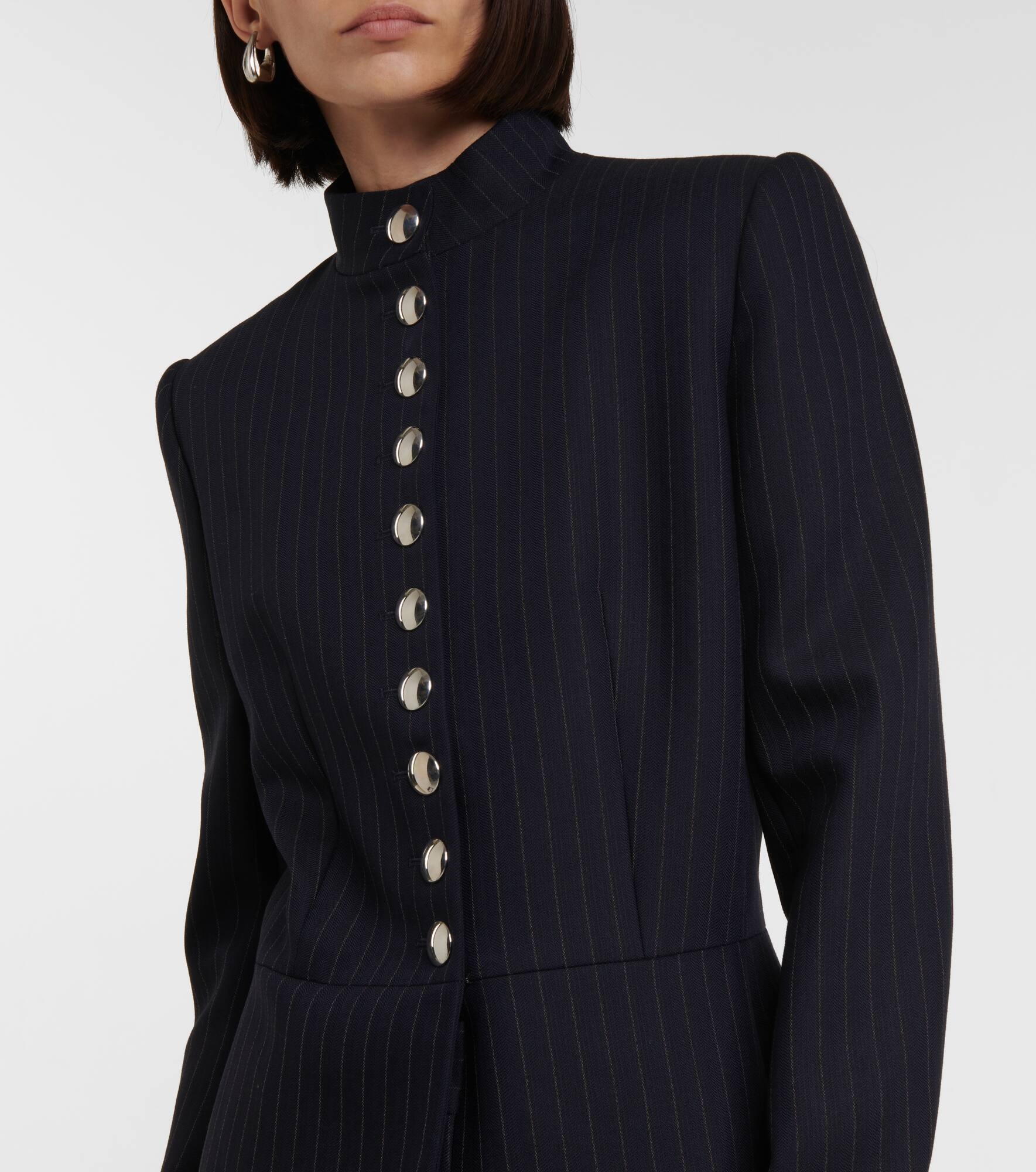 Samuel chalk stripe wool-blend jacket - 4