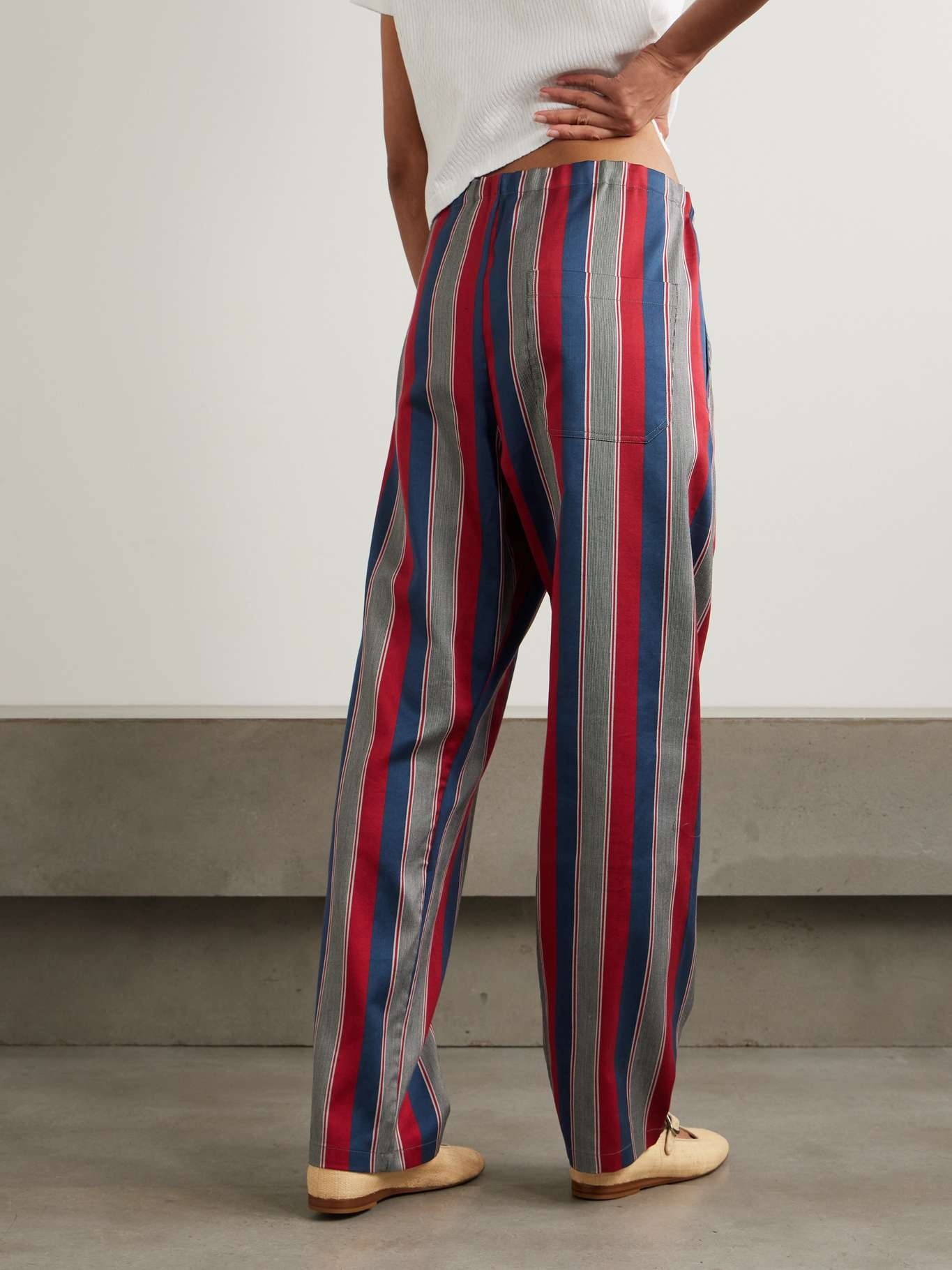 Marina striped cotton-blend wide-leg pants - 3