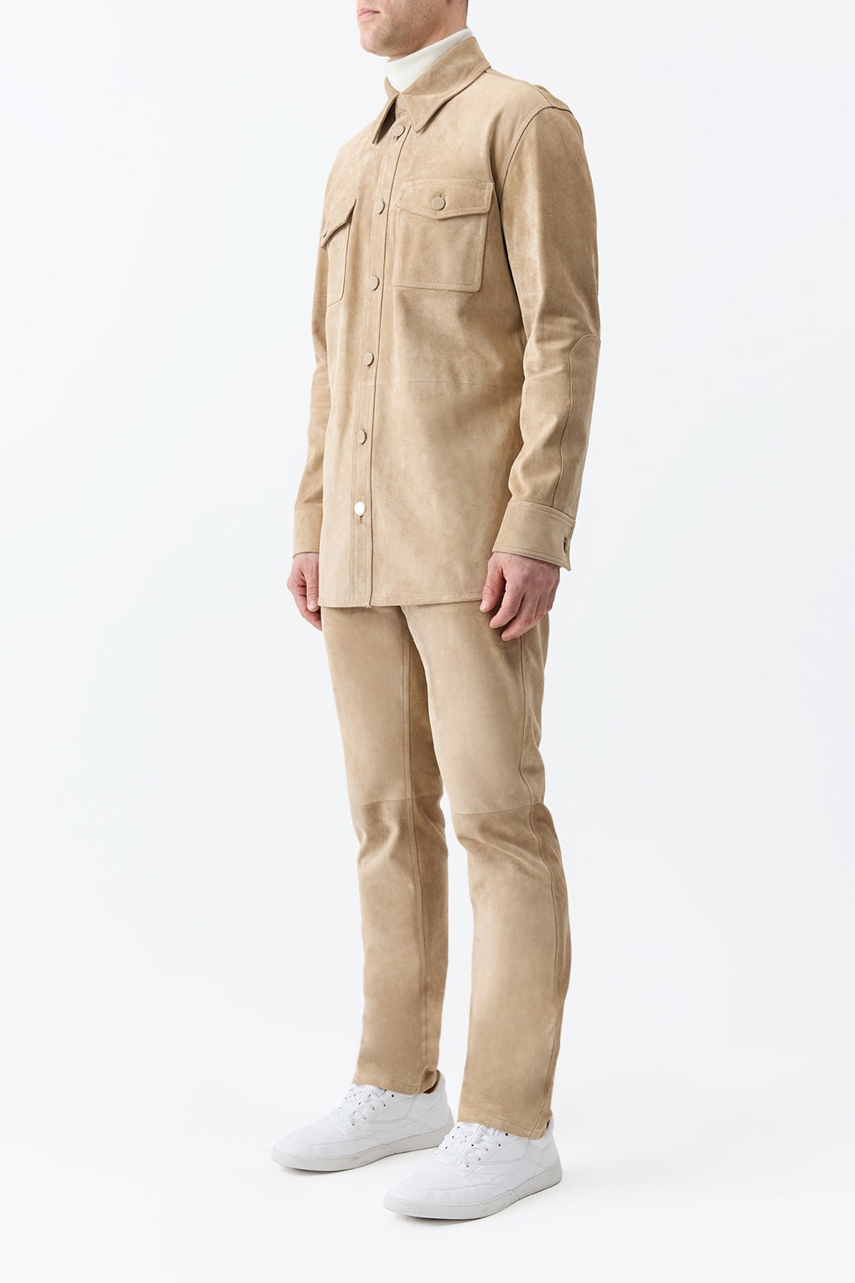 Anthony Five Pocket Pant in Camel Suede - 4