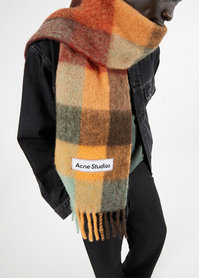 Acne Studios Brown Vally Check Mohair Scarf outlook