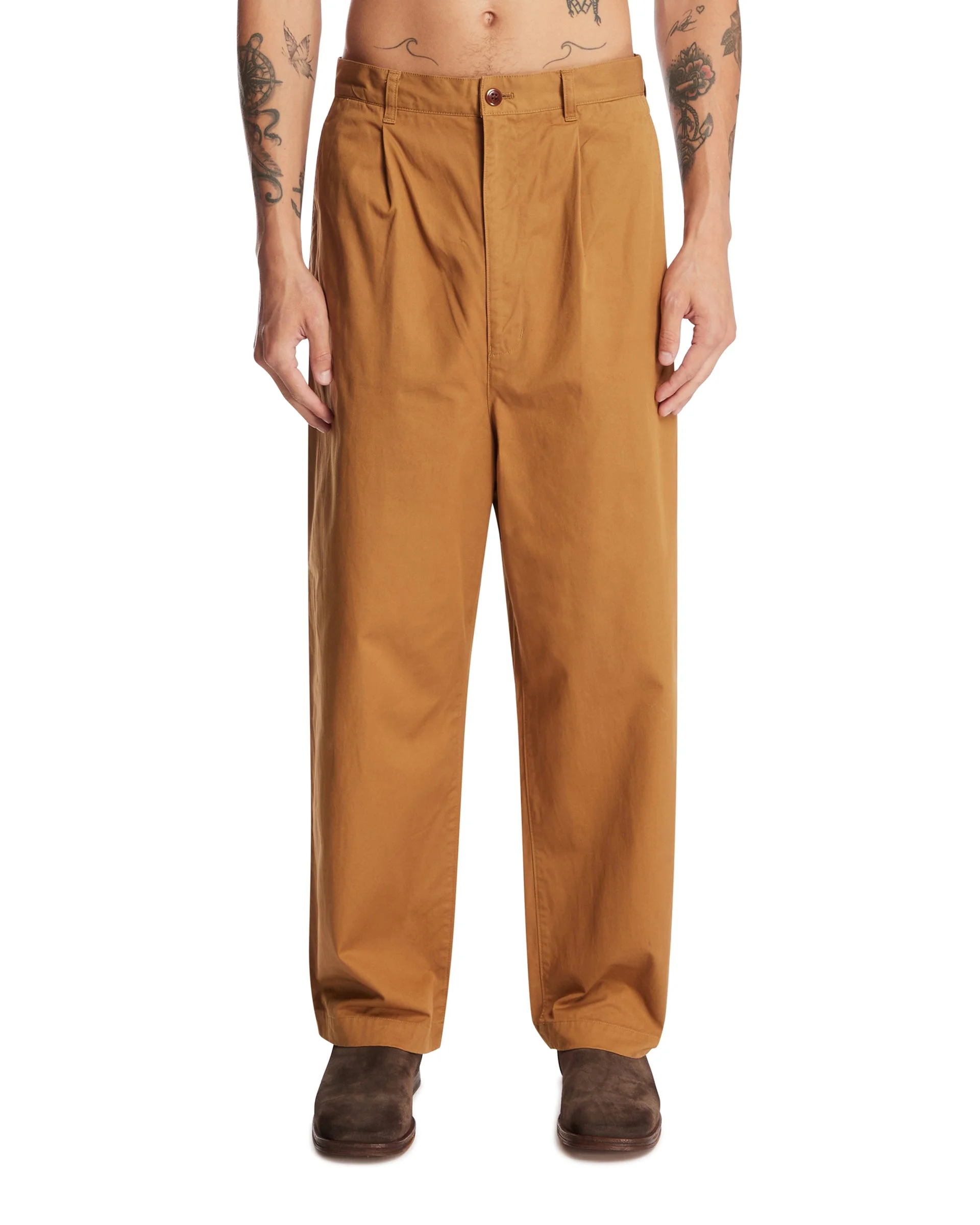 Brown Cotton Trousers - 1