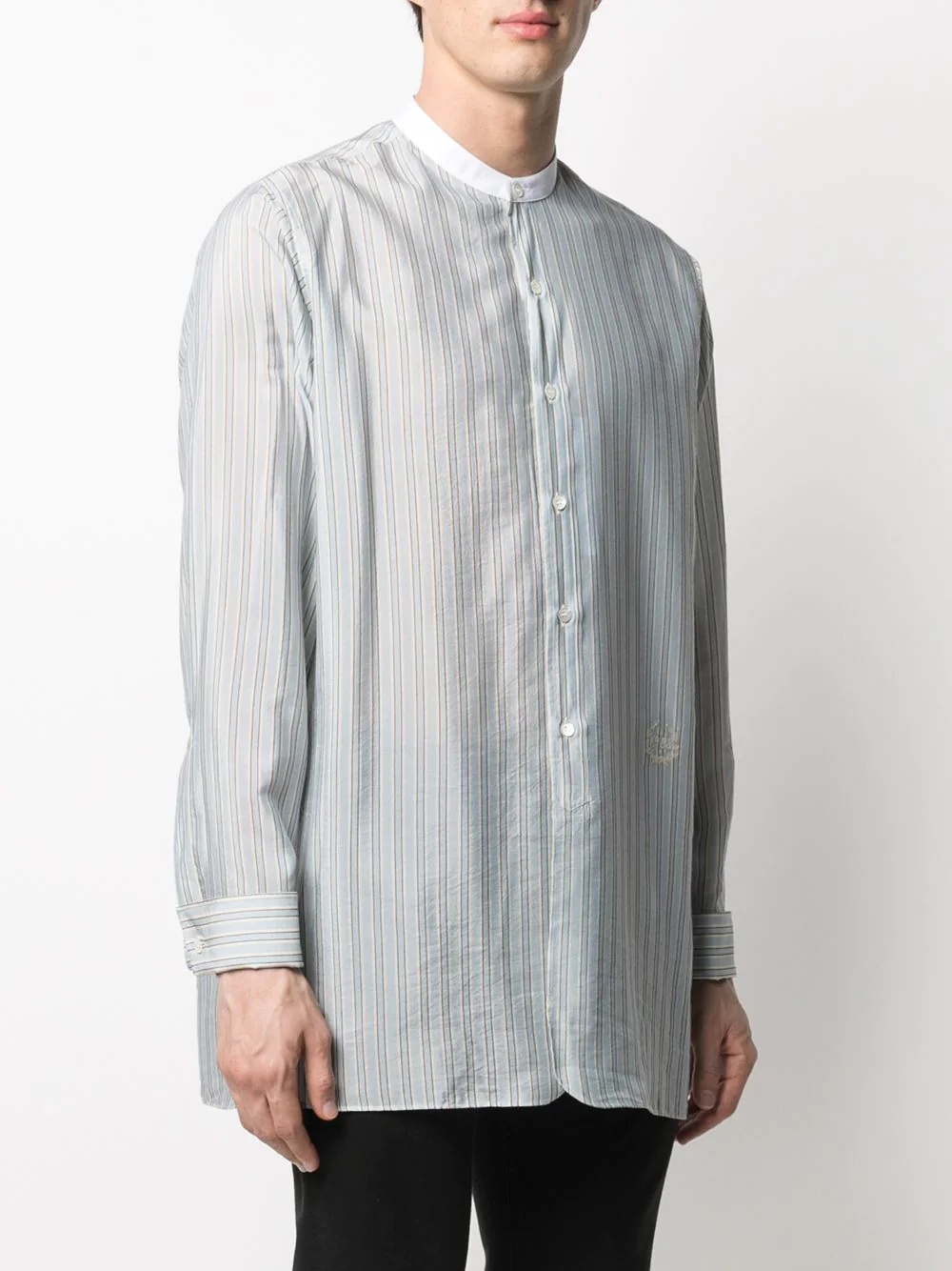 band-collar striped shirt - 3