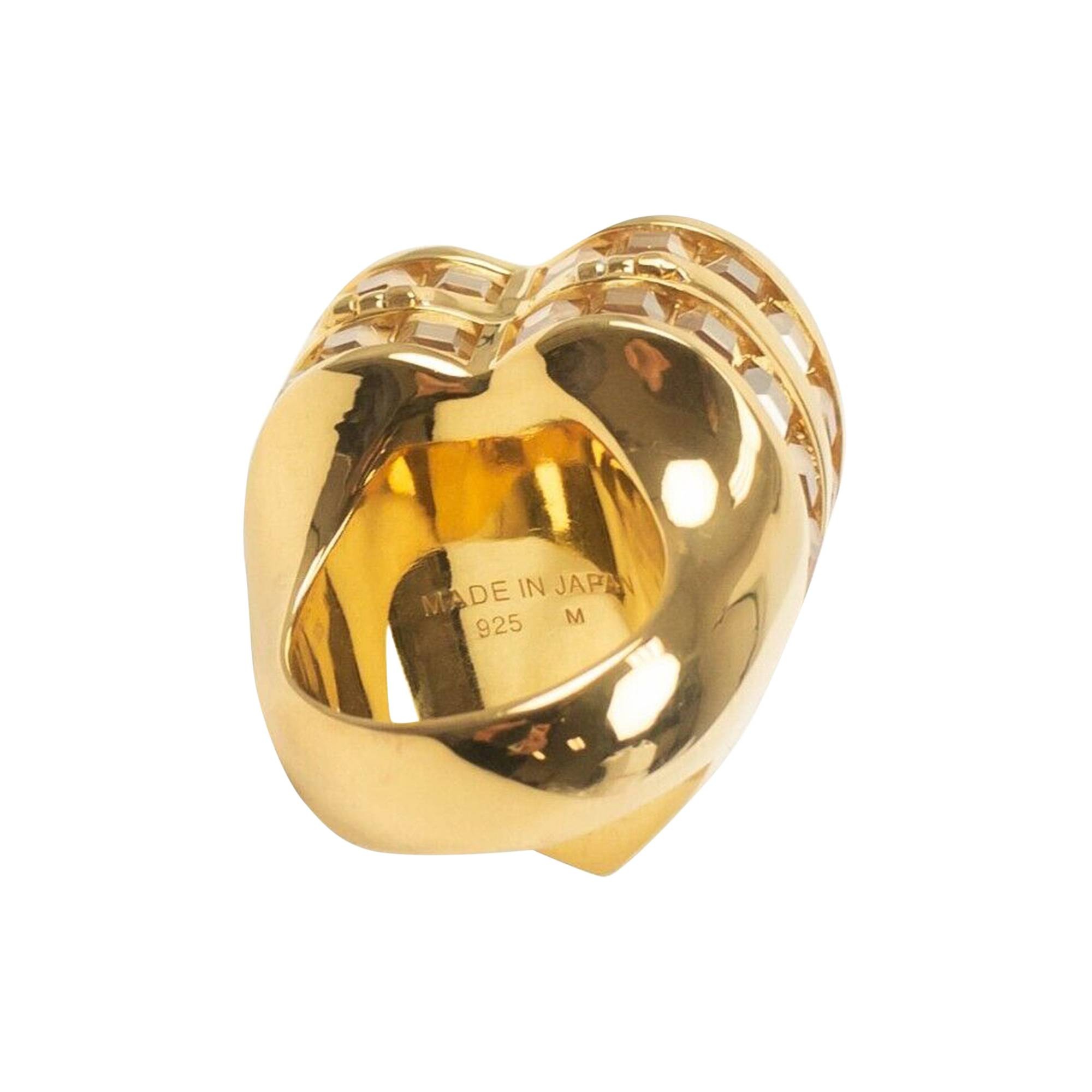 Ambush Clear Heart Box Crystal Ring 'Gold' - 2