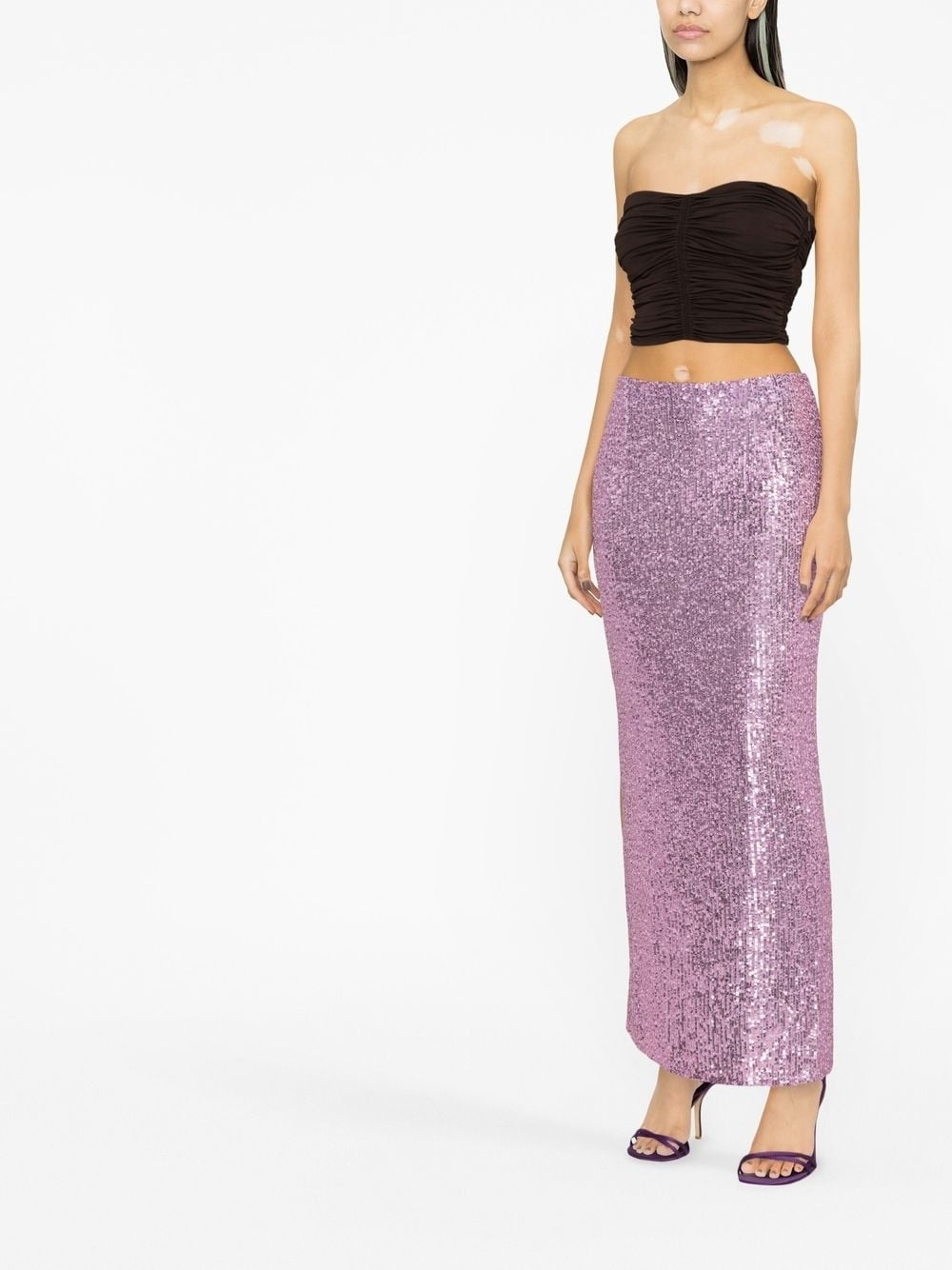 high-waist sequinned maxi skirt - 4