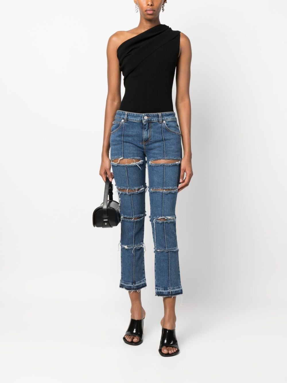 distressed cropped jeans - 2