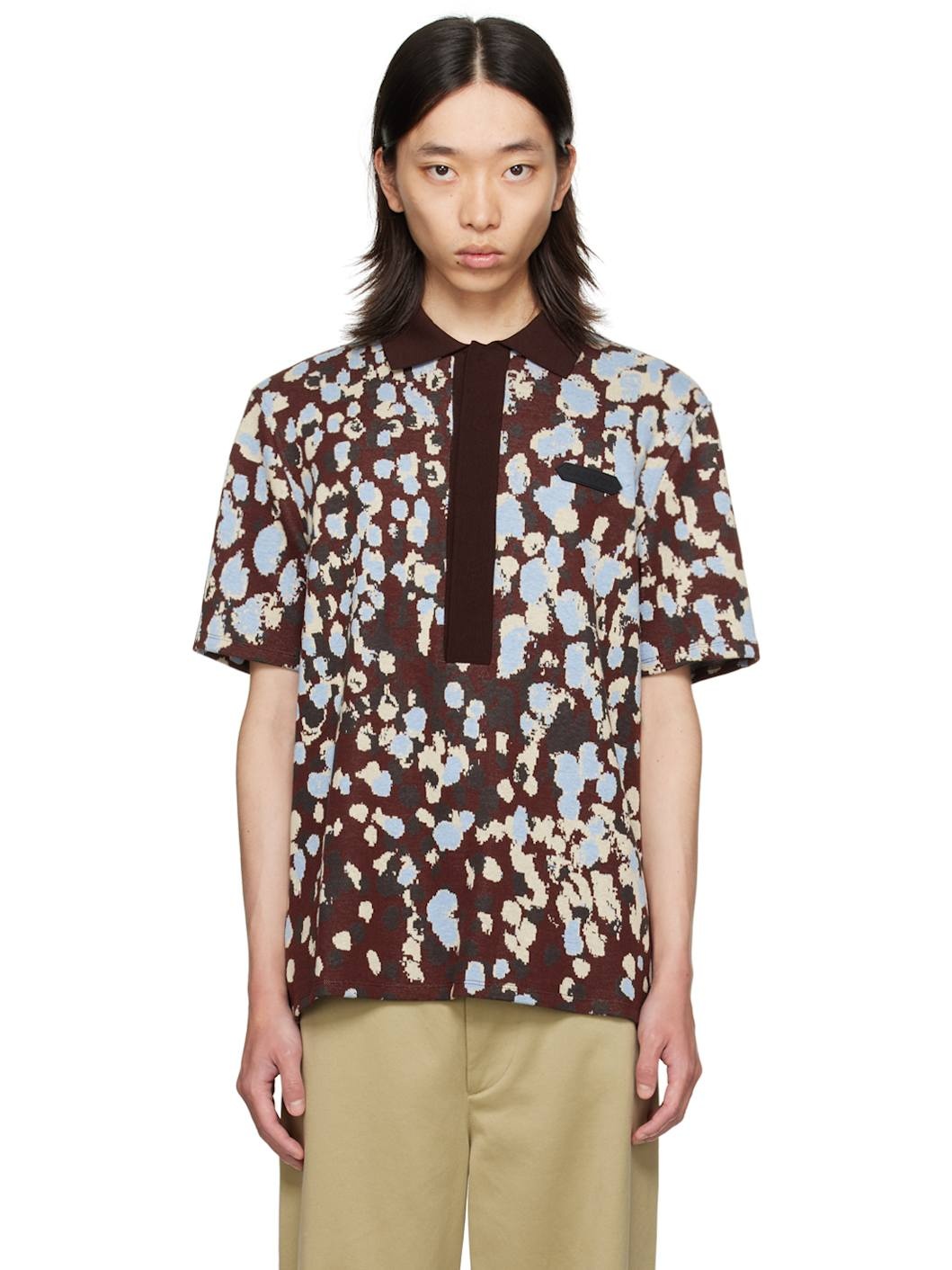 Burgundy Jacquard Polo - 1