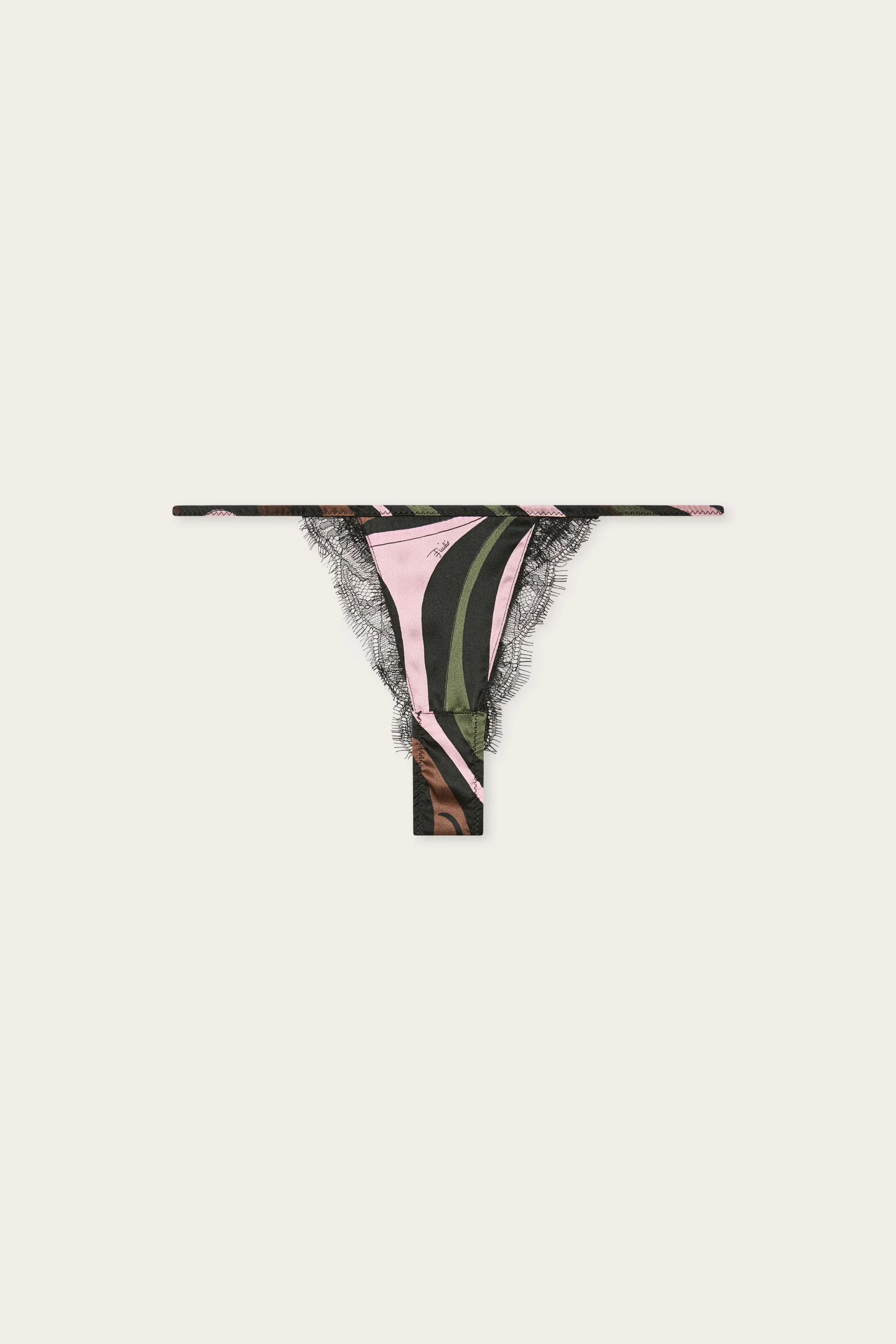 MARMO PRINT STRETCH SILK SATIN THONG - 1