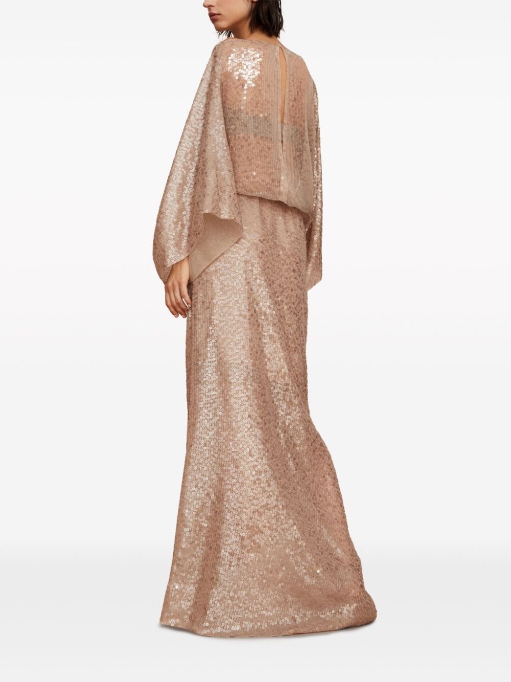sequinned silk maxi dress - 4