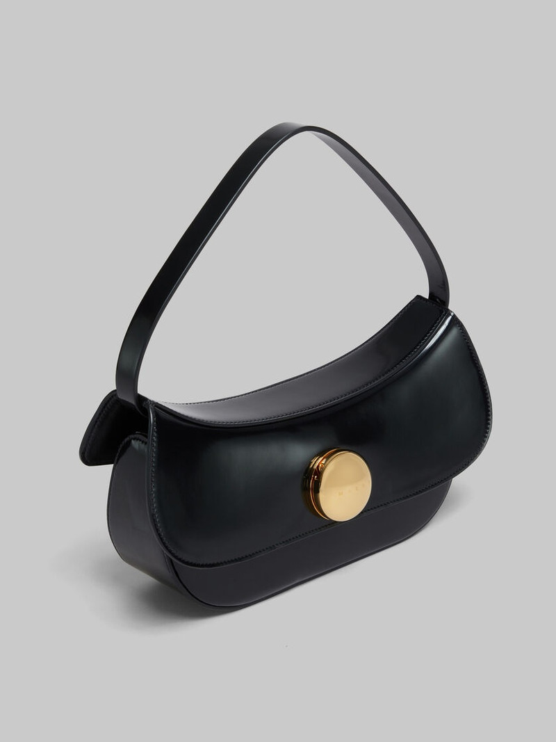 BLACK LEATHER BUTTERFLY MEDIUM HOBO BAG 5