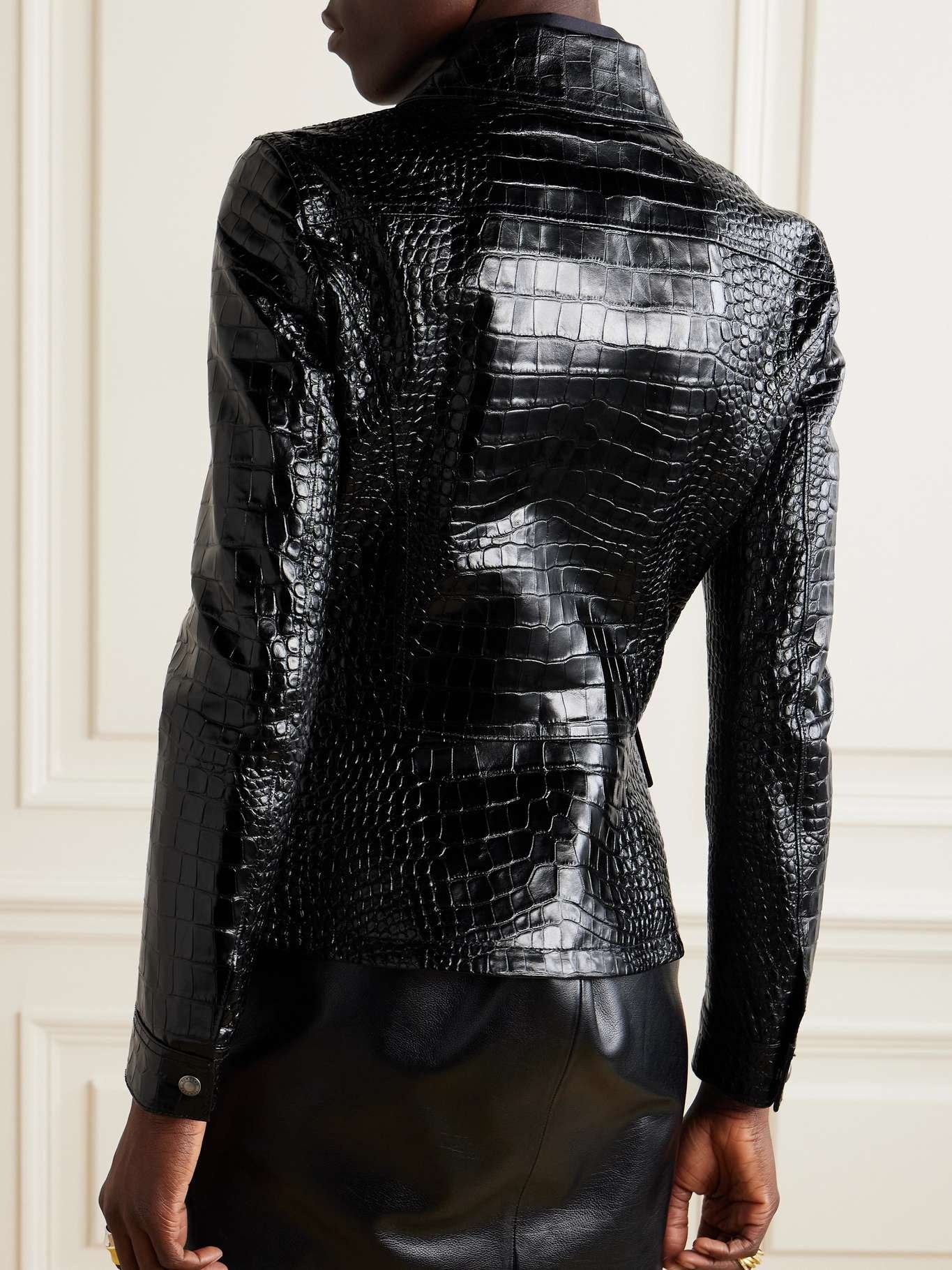 TOM FORD Cropped croc-effect leather jacket | netaporter