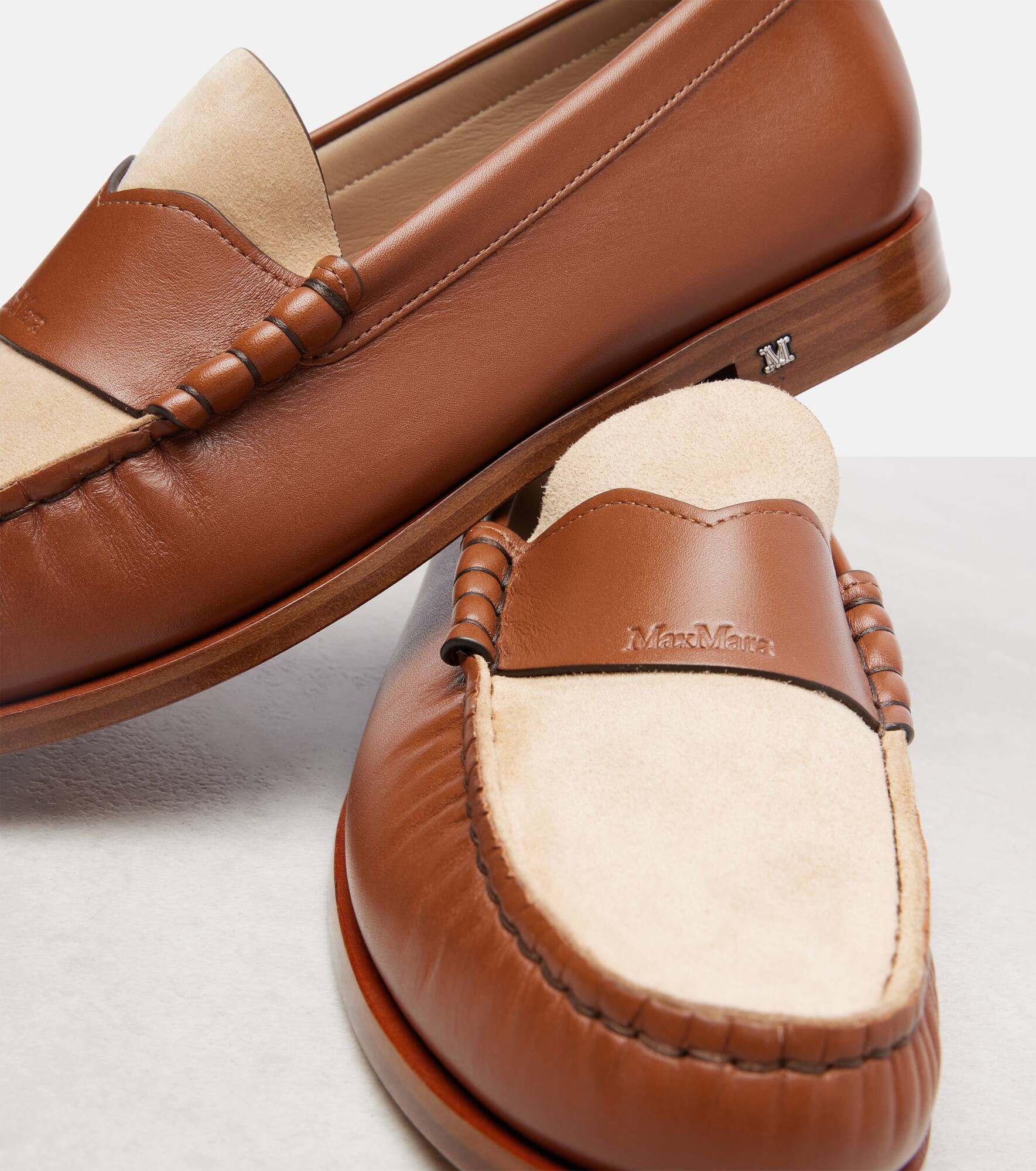 Logo leather and suede mocassins - 5