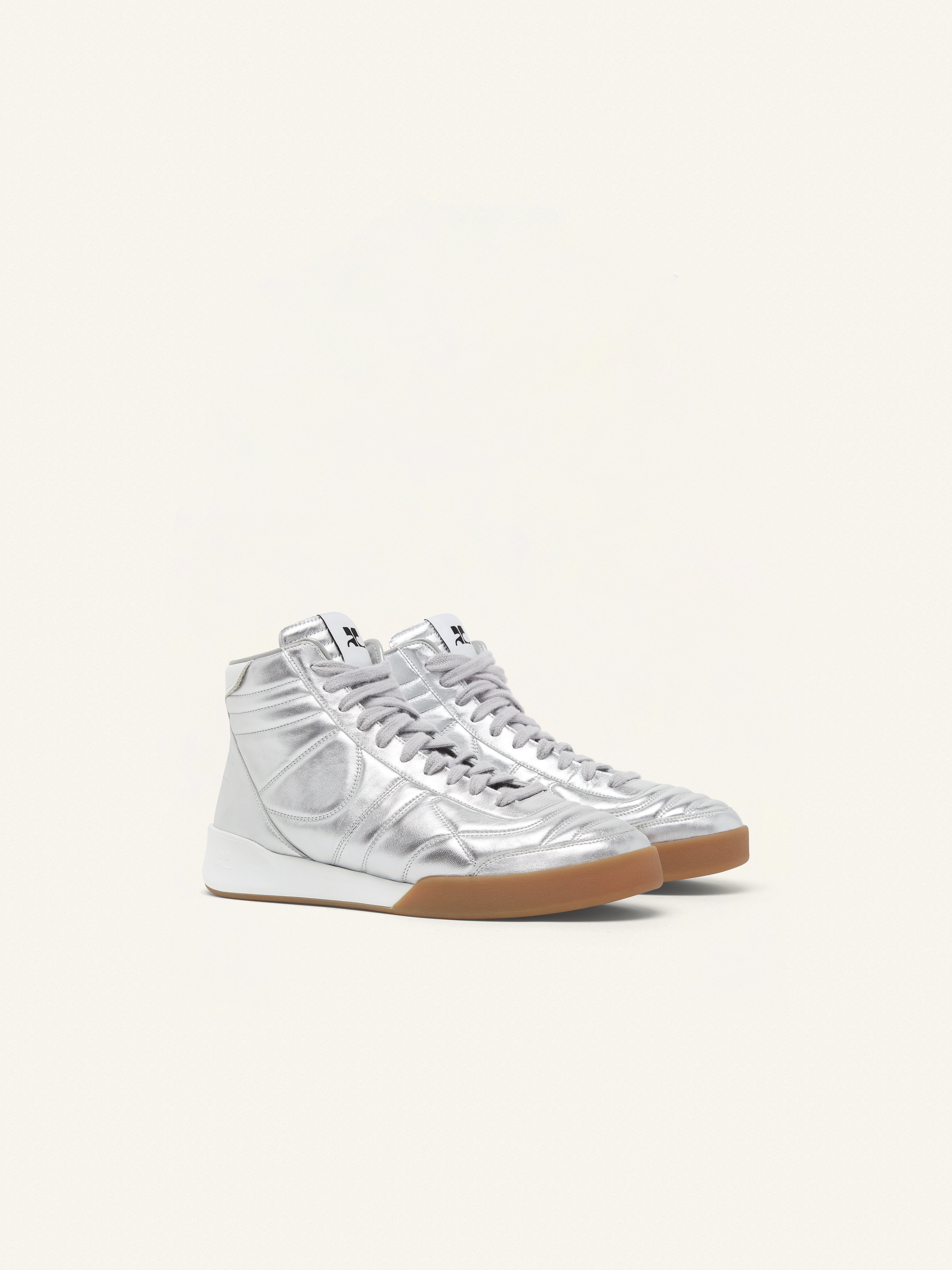 CLUB02 MID SILVER LEATHER SNEAKERS - 2