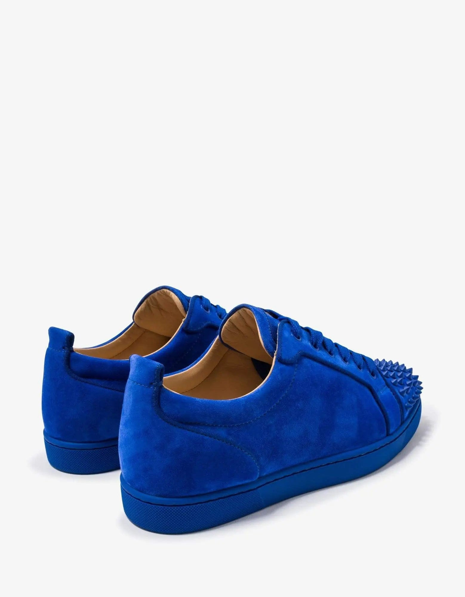 Christian Louboutin Louis Junior Spikes Orlato Blue Suede Trainers - 2