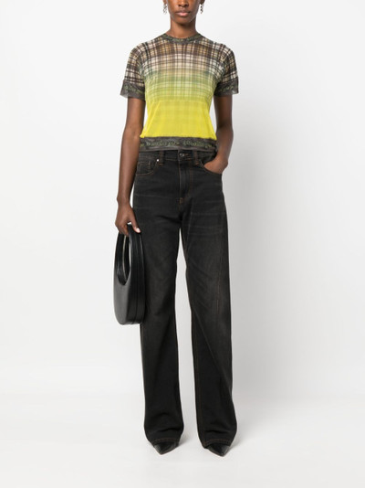 OTTOLINGER plaid check-pattern mesh top outlook