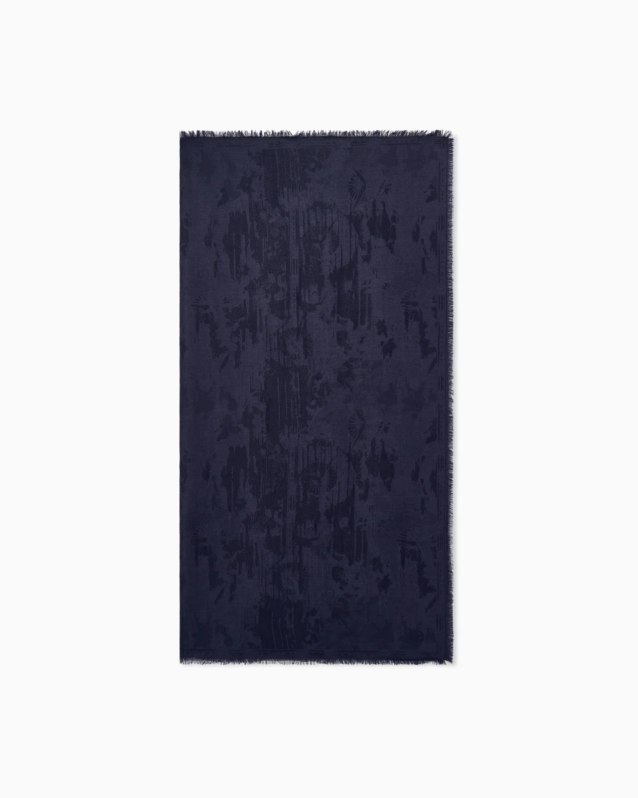 FRINGED COTTON AND SILK SCARF WITH JACQUARD PATTERN - 1
