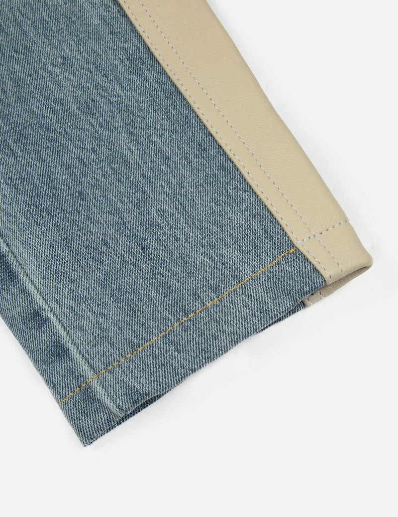 LEATHER LOGO AND SEAGULL APPLIQUÉ REGULAR FIT DENIM MOTO JACKET 11