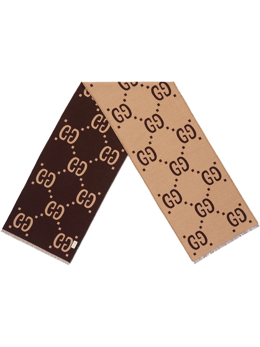 GG jacquard wool silk scarf - 1