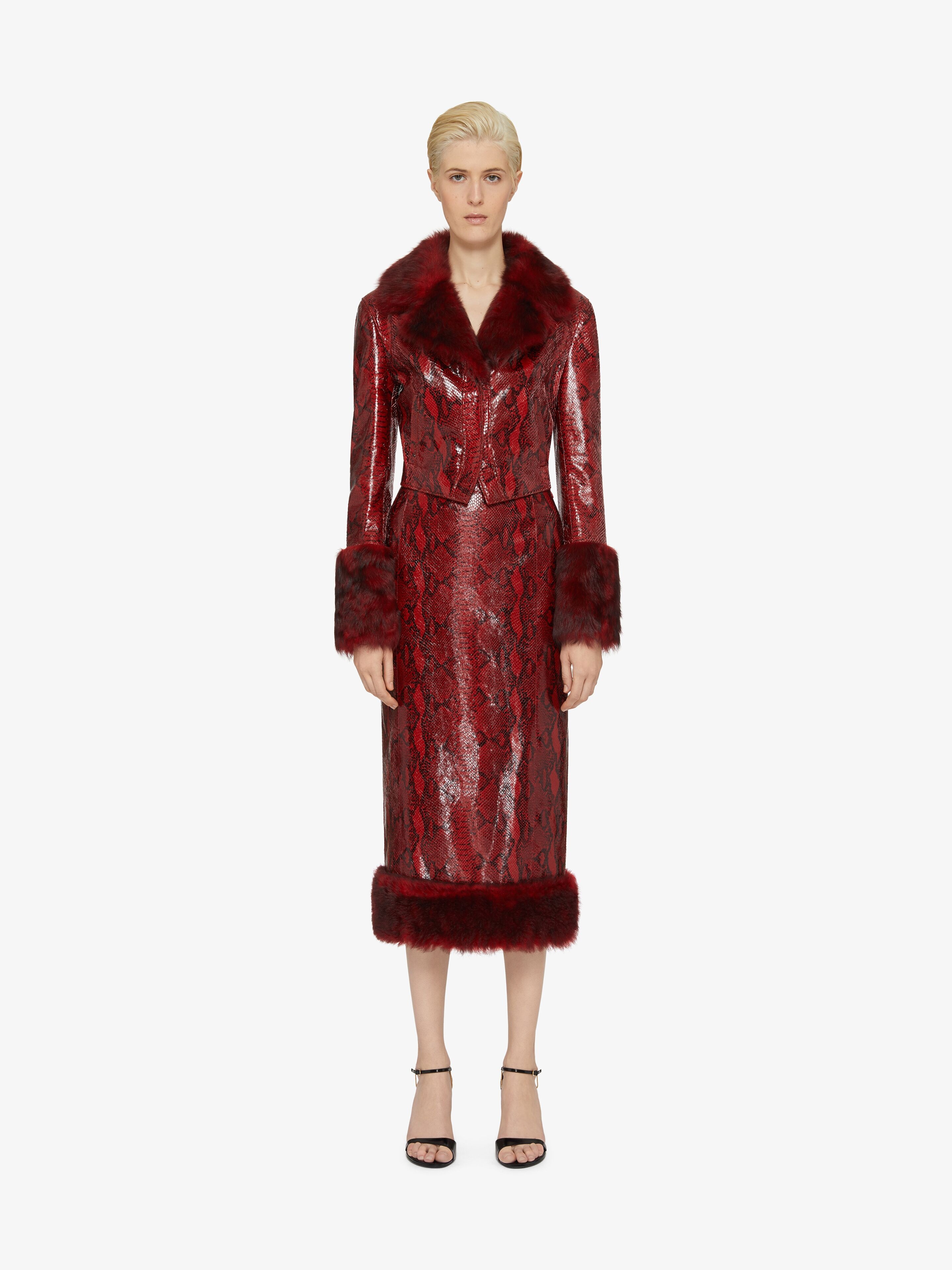 SKIRT IN PYTHON PRINT LEATHER AND FUR - 3