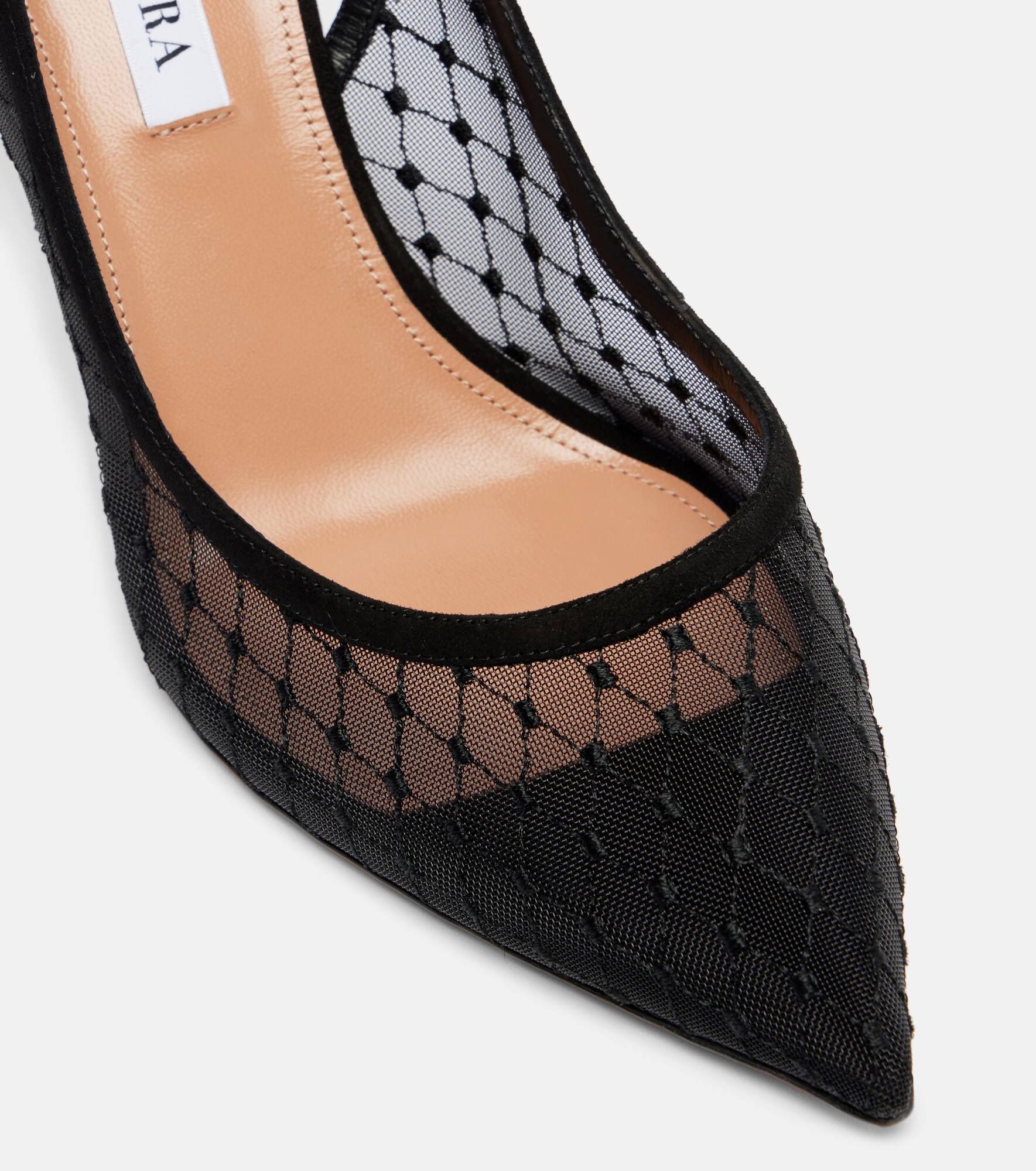 Bow Tie 85 suede-trimmed mesh pumps - 5