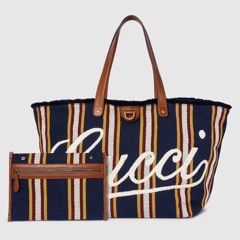 GUCCI Large embroidered canvas tote bag outlook