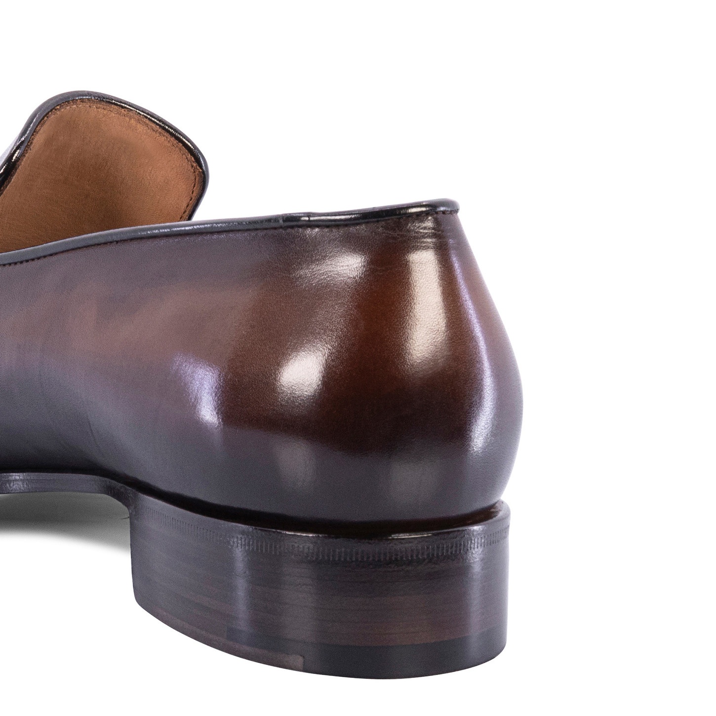 Men’s polished  brown leather Uniqua loafer - 5