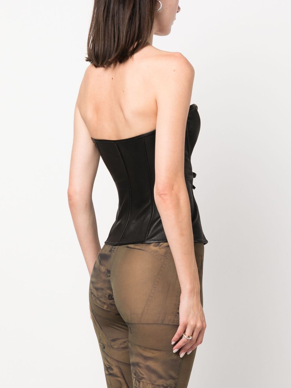 sweetheart-neck leather top - 4