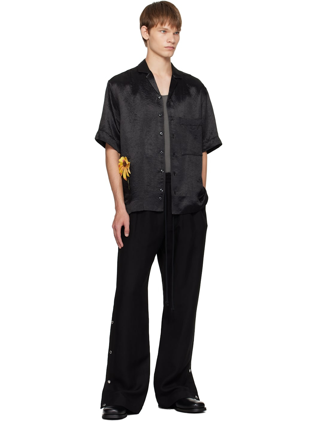 Black Drape Studded Sweatpants - 4