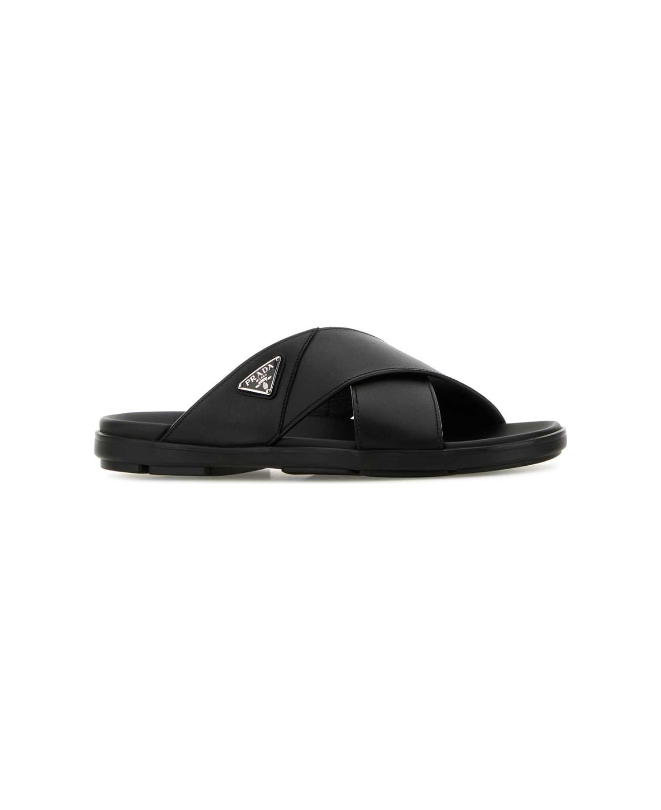 Black Leather Slippers - 2