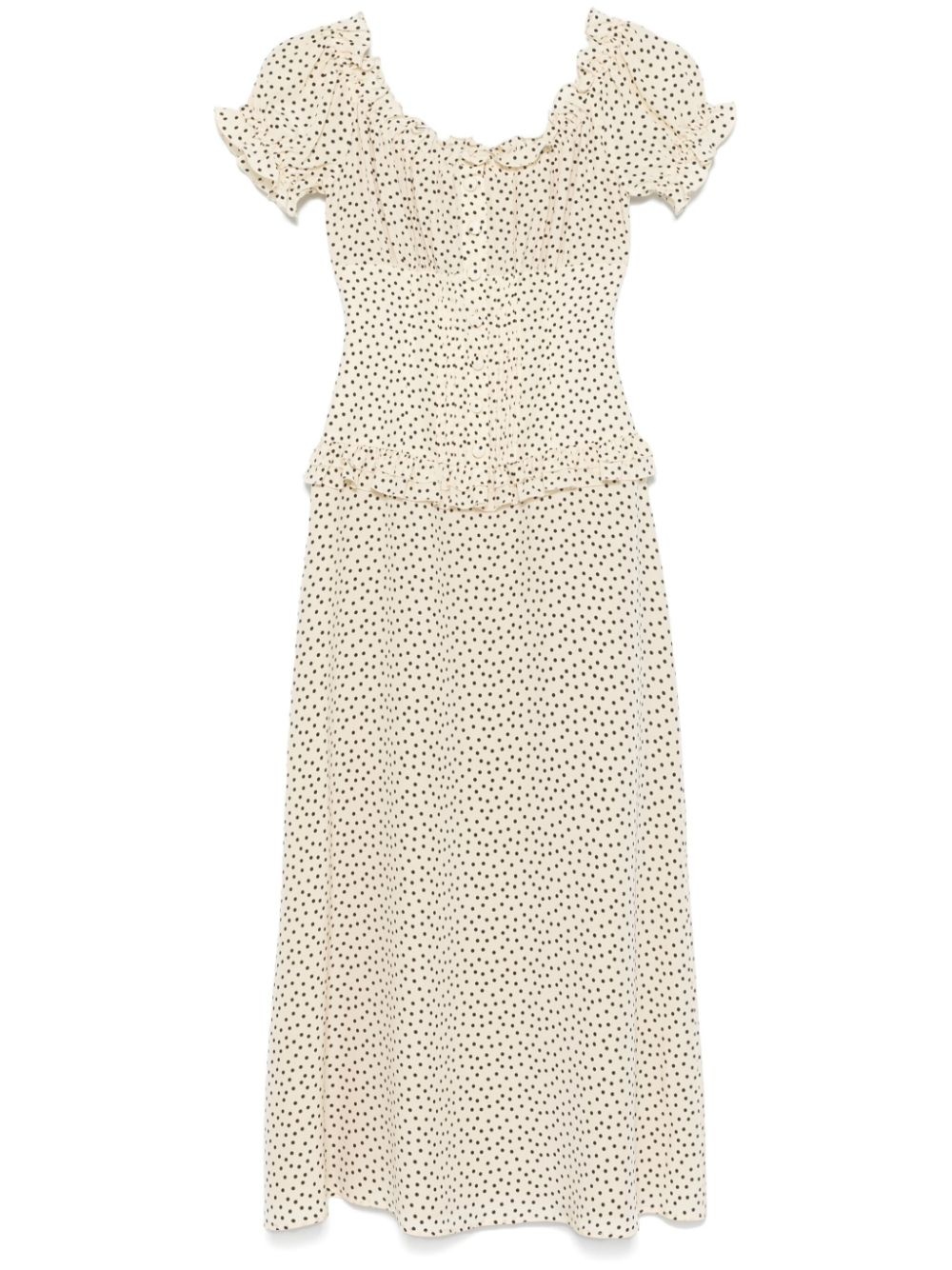 polka-dot off-shoulder midi dress - 1