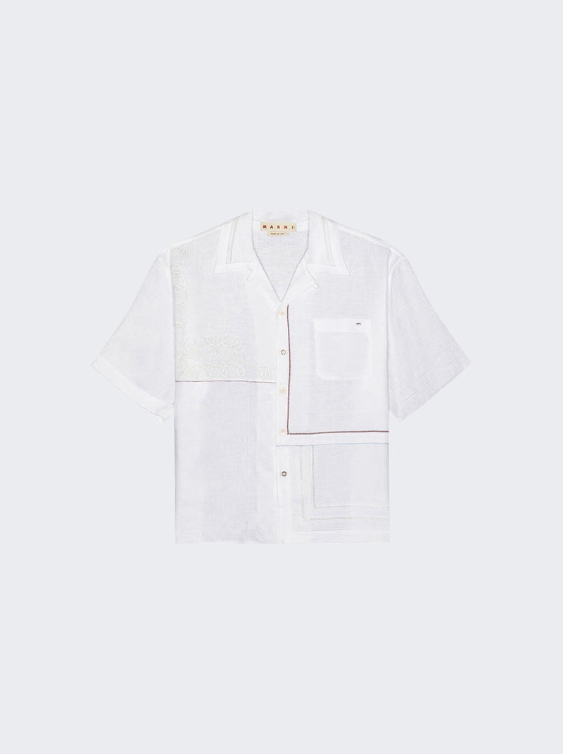 Patchwork Linen Shirt Lily White 1