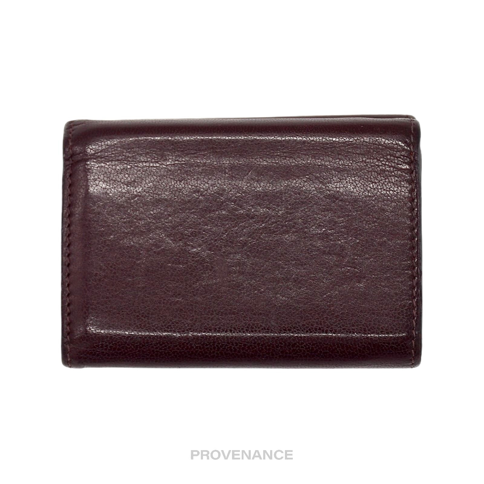 Givenchy Two Tone Trifold Wallet - Burgundy Leather - 2