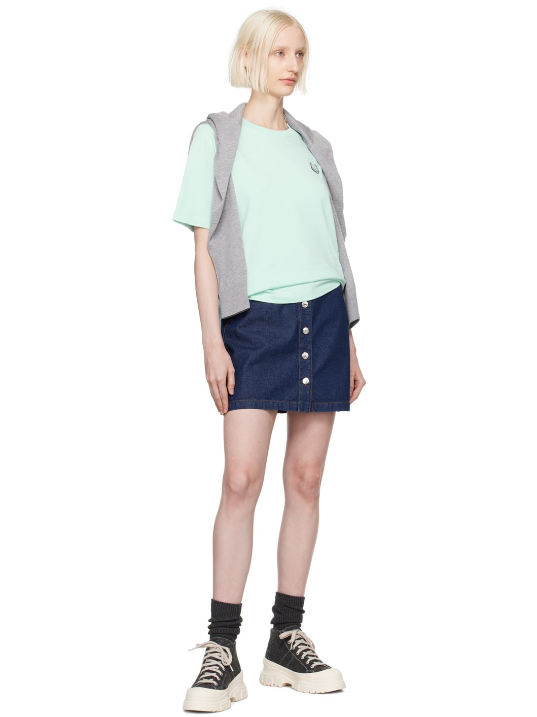 Green Bold Fox Head Patch Comfort T-shirt - 5