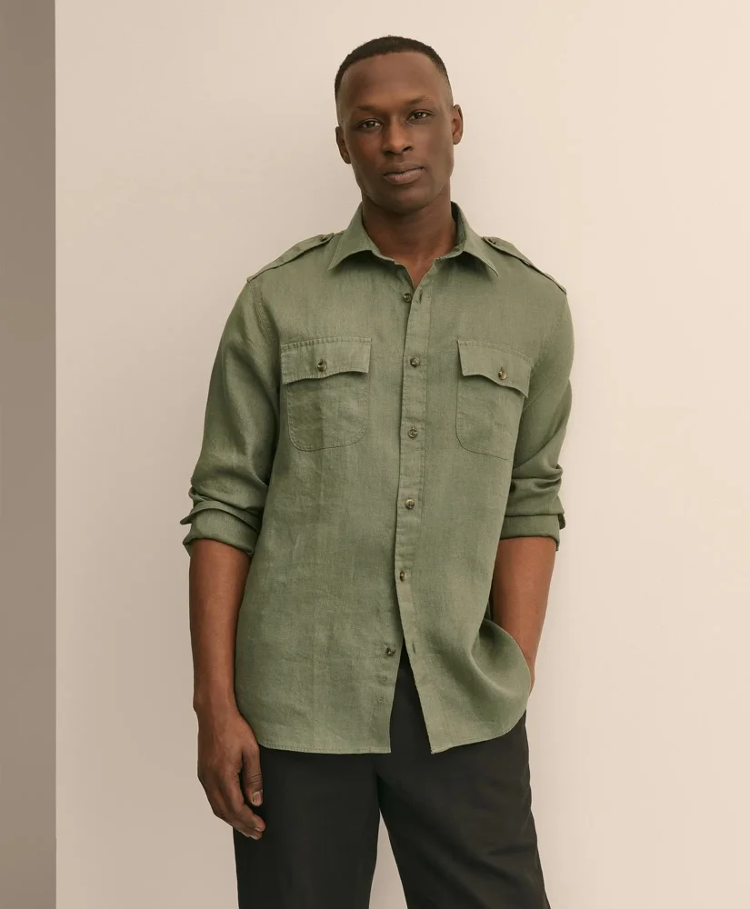 Linen Military Sport Shirt - 1