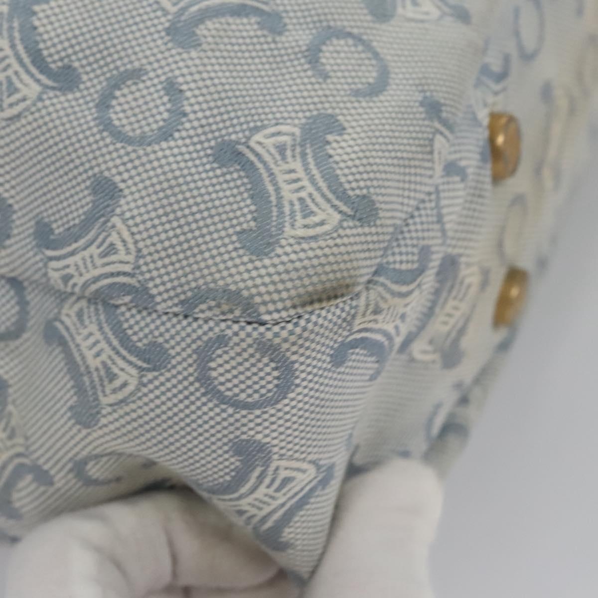 CELINE C Macadam Canvas Tote Bag Light Blue White Gold - 11