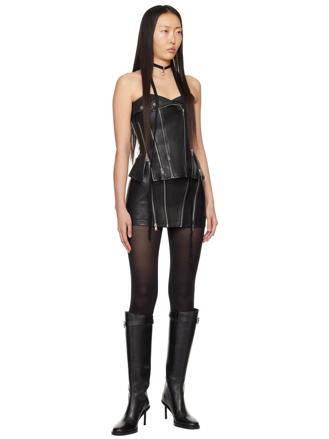 Black Biker Leather Camisole - 4