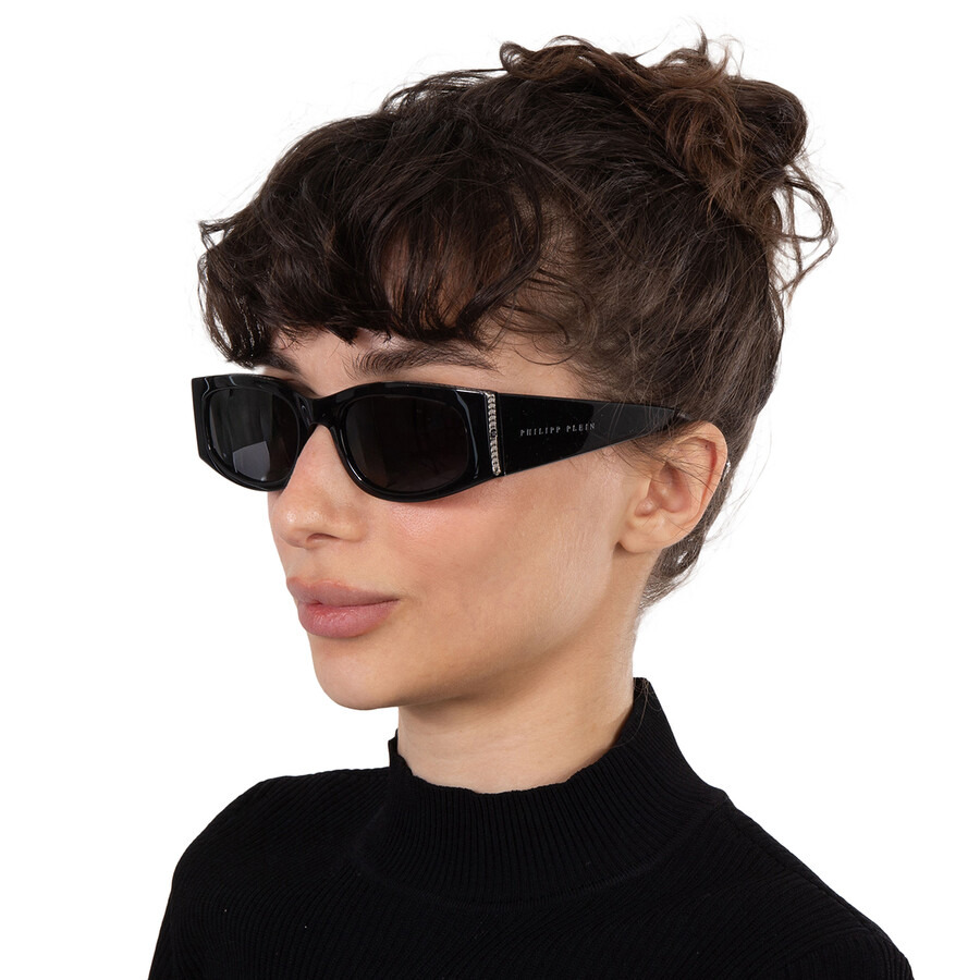 Philipp Plein Grey Oval Ladies Sunglasses SPP025S 0700 55 - 2