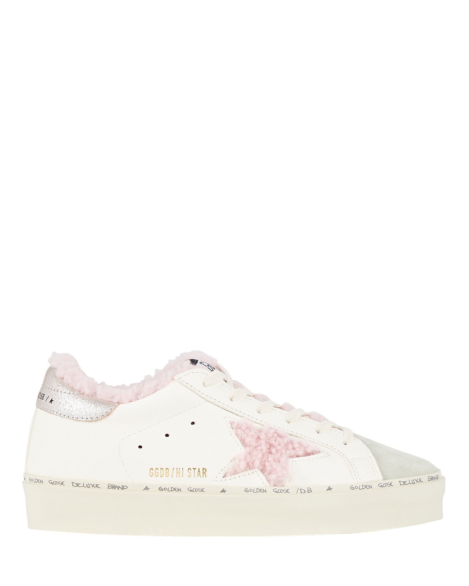Golden Goose Hi Star Shearling-Trim Leather Sneakers intermix