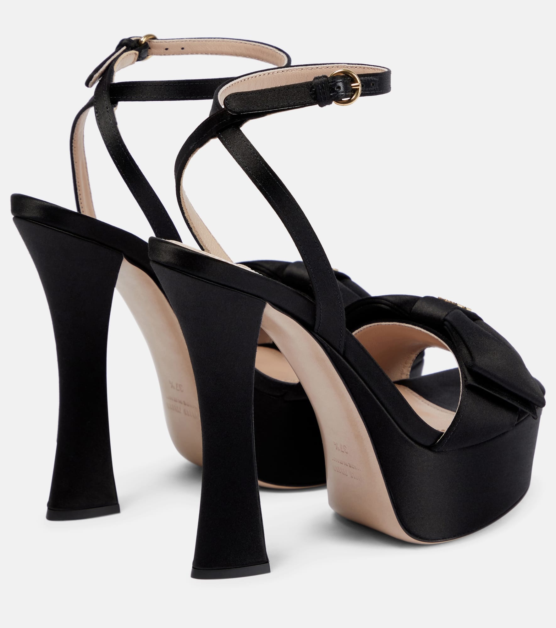 Logo satin platform sandals - 3